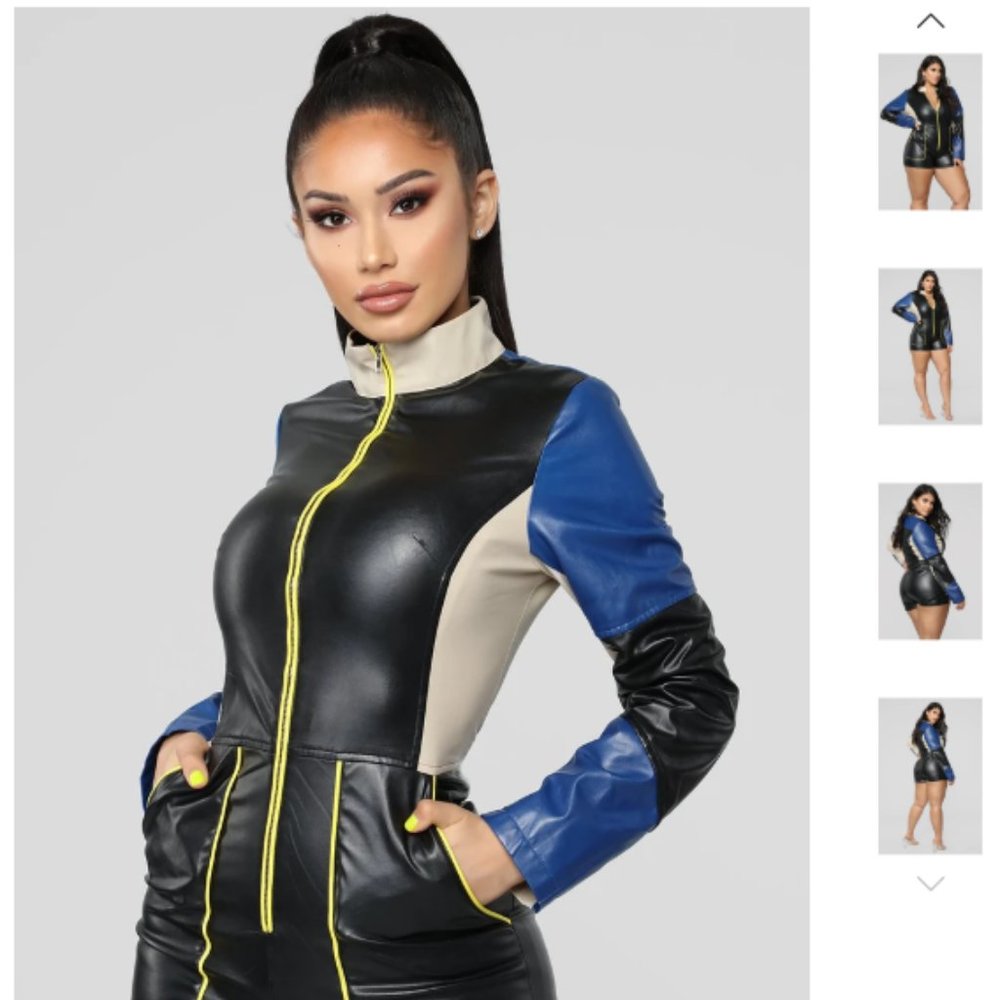 Fashion Nova Motorsport Colorblock Romper
